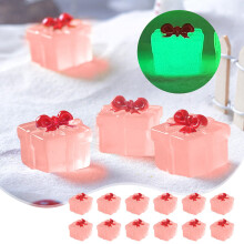 12pcs Christmas Luminous Mini Gift Boxes - Transparent Micro Ornaments for DIY Holiday Decoration (Pink, Orange, Yellow, Green, Purple, Blue)