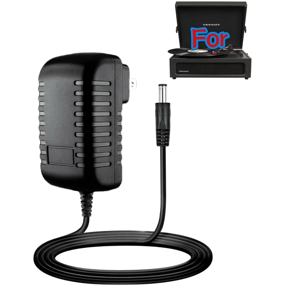12V Ac Adapter For Crosley Cr8017a-Bk Voyager Vintage Portable Turntable Power 9405492506992