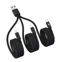 Cabo Carregador Universal Múltiplo 3 em 1 USB para Tipo C/Micro USB - Carregue Vários Dispositivos Simultaneamente - 120cm
