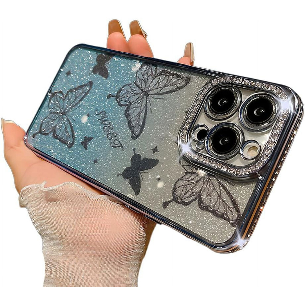 Luxury Crystal Rhinestone Butterfly Phone Case Â Soft, Shockproof, Sparkly (, Compatible With Iphone 11) Blue 9405492506220