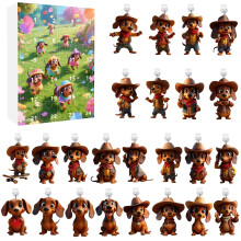 Cute Sausage Dog Phone Decoration Set (24pcs) – Dirt-Proof Charging Port Plug, Countdown Calendar & 1-Min Sand Timer