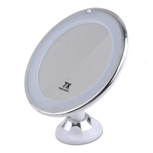 HONCLL 360 Degree Rotation LED Makeup Mirrors Round Suction Cup 7x Magnifying