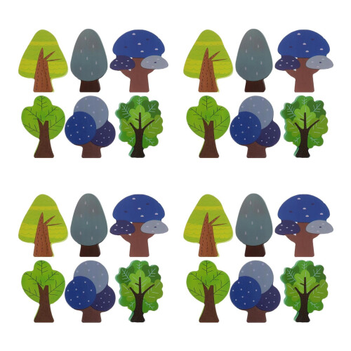 Wooden Train Track Tree Accessories 6 pcs