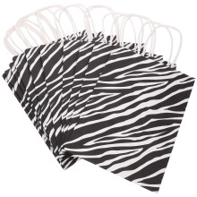 Lot de 10 sacs cadeaux en papier avec poignées, motif zèbre, pour emballer vos cadeaux ou pour vos fêtes.
