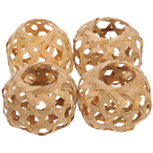 Lanterne tissée, lot de 4 abat-jour en rotin tressé pour suspension, plafonnier, applique ou lampadaire (7 x 7 x 5,3 cm)