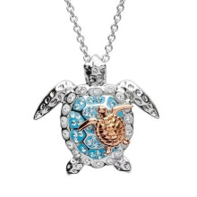 (Coffee) Rhinestone Sea Turtle Necklace, Parent & Kid Jewelry Gift