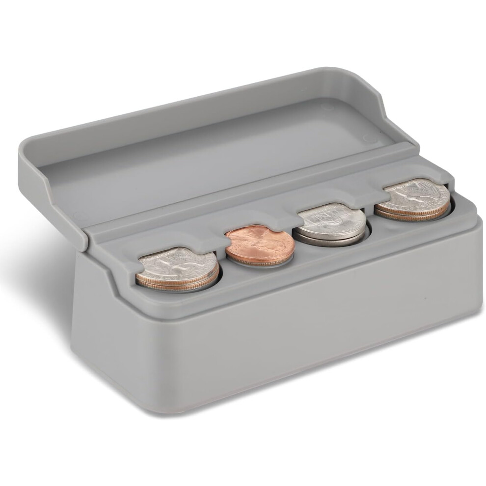 Coin Holder For Car, Coin Change Organizer Compatible With Coins Of Different Sizes, Dash-Mounted Holder Suitable For Most Cars, Trucks(Gray) Gray 9159796086918
