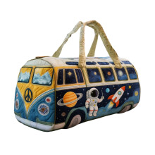 Willtoo 60s Bohemian Style Quilted Duffle Bag, Retro Travel Bags for Women, Original Boho Weekender Bag with Adjustable Strap for Gym
