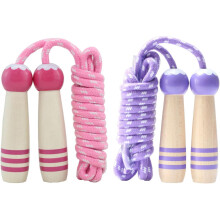 Jump Rope Kids, 7ft Adjustable Cotton Skipping Rope with Wooden Handle for Boys and Girls Fitness Outdoor Exercise
