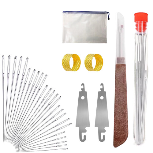 Eye Hand Sewing Needles Set with Threader Thimbles Seam