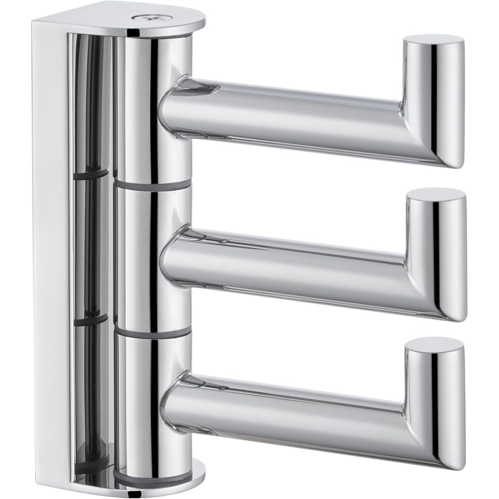 Swivel Towel Hook, 304 Stainless Steel Foldable 3-Arm Rotating Hanger, Matte Black, Wall-Mounted 9159796090021