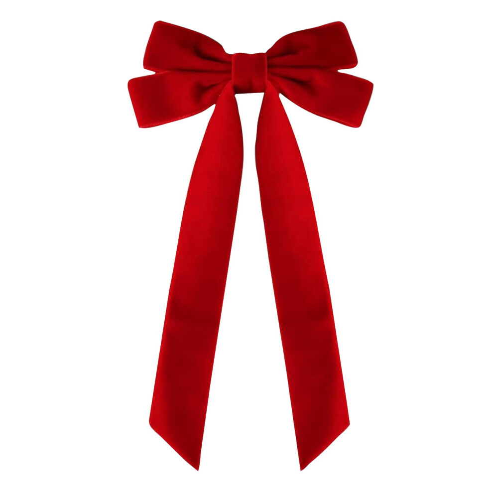 Velvet Bowknot Hair Clip Long Ribbon Streamer Bow Hair Accessory Elegant Vintage Style for Women Girls Dress Up Party