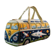 Willtoo 60s Bohemian Style Quilted Duffle Bag, Retro Travel Bags for Women, Original Boho Weekender Bag with Adjustable Strap for Gym