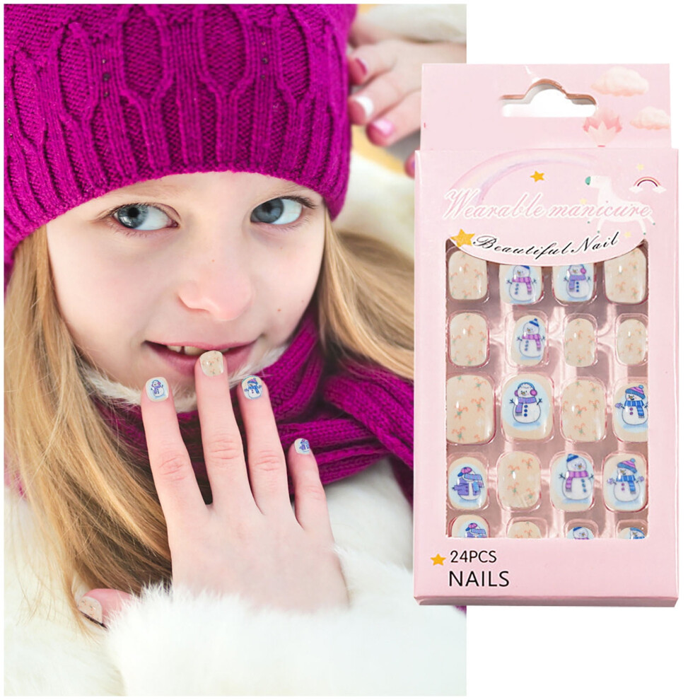 Kids Nail Stickers - 24pc Christmas Themed Cute Nail for Children - and Wearable Christmas Pack 24PCS