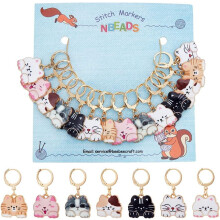14Pcs Cat Stitch Markers, Alloy Enamel + 304 Stainless Steel Clasp, Compatible with Crochet, Weaving, Sewing, Quilting & Jewelry Making