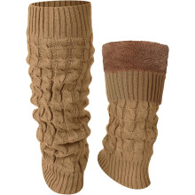 Winter Fleece Lined Leg Warmers for Women Knit Long Leg Warmers Warm Fleece Lined Boot Socks for Skating Daily Wear