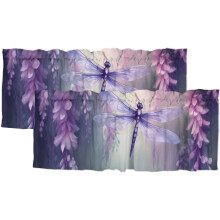 Purple Floral Valance Curtains 54x18 in 2 Panel