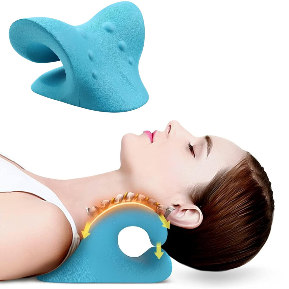 Blue Neck Hump Corrector & Cervical Traction Device For Pain, Tmj & Shoulder Relief Â Portable Neck Stretcher