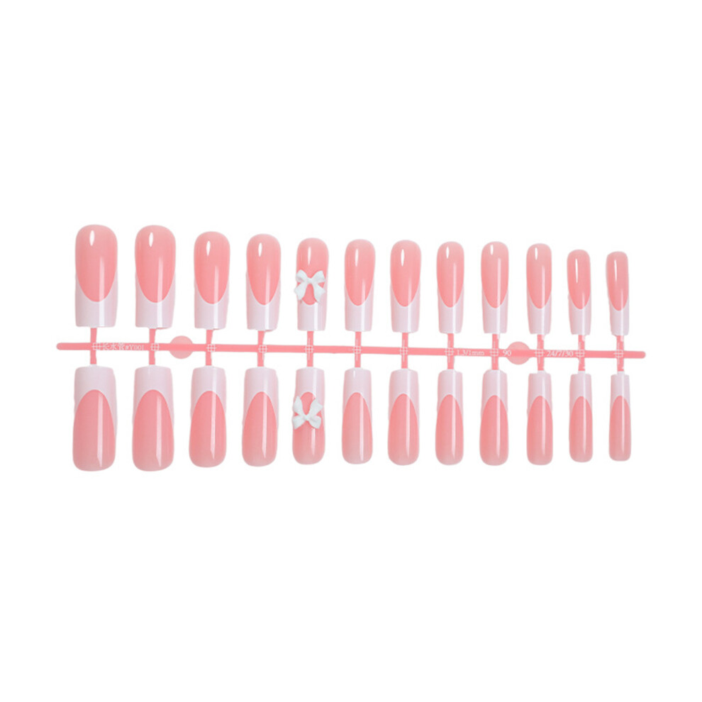 Dachuang Beauty Pink,White 24Pcs Pink Fake Nails With White Tip For Women
