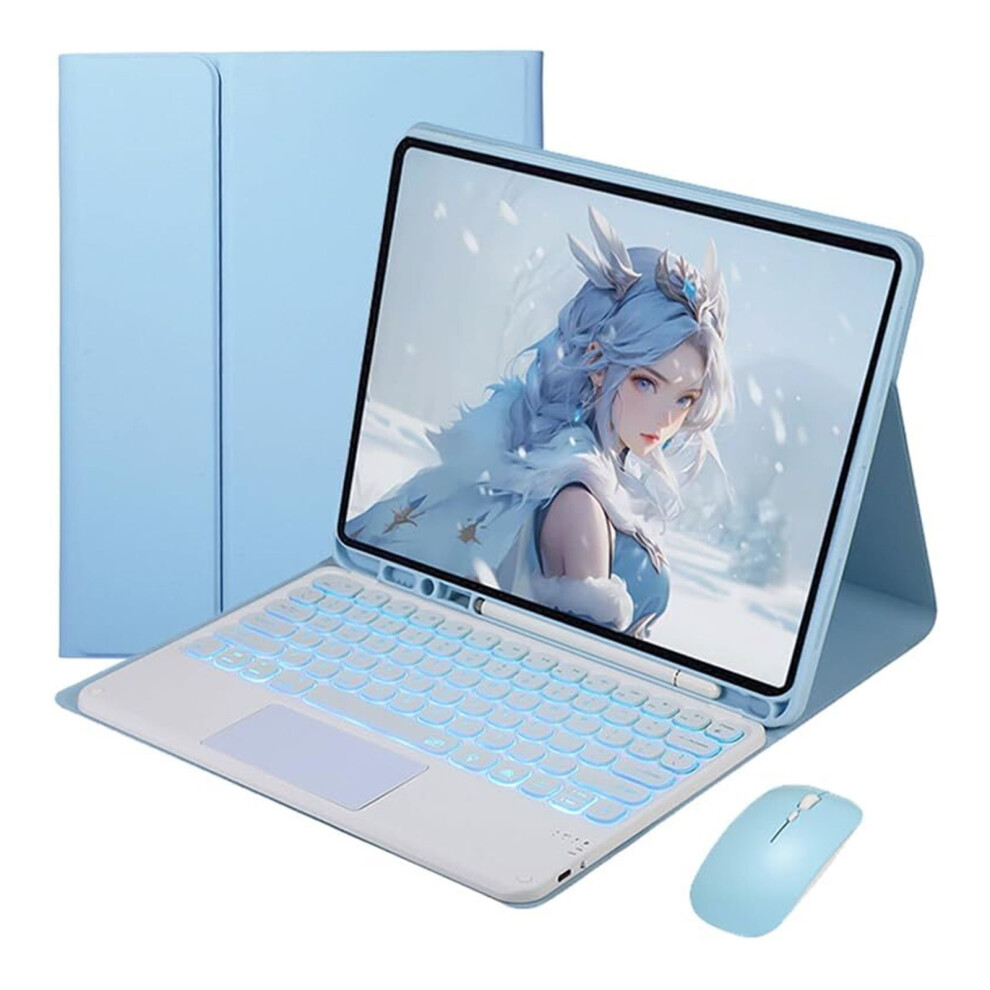 Slim 7-Color Backlit Keyboard Case Compatible With Ipad Air 13" (M2, 2024) & Ipad Pro 12.9" (3Rdâ6Th Gen); Detachable Touchpad, Mouse, Built-In Pen 9009879568803