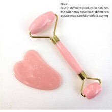Rose Quartz Face Roller & Gua Sha Set for De-Puffing, Sculpting & Glow – Natural Stone Massager for Face, Eyes, Neck (packed in compatible with OPPO
