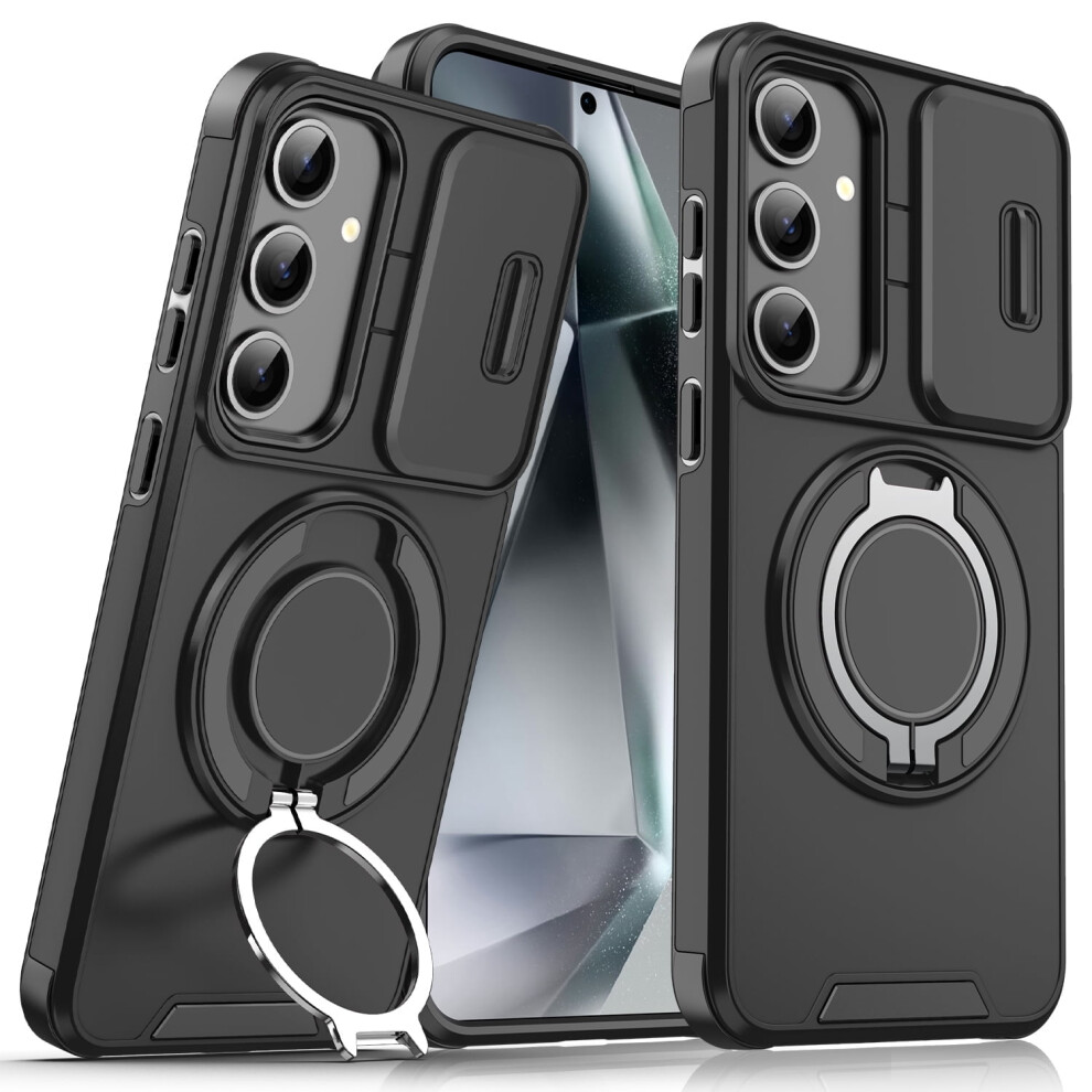 Rugged Military-Grade Case For Samsung Galaxy A16 5G – Shockproof, Magnetic Ring, Kickstand, Slide Lens Protection, Black 9009879569121