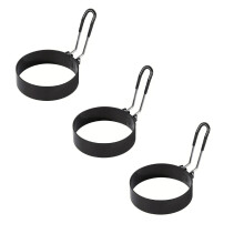 Egg Ring, Non-Stick Round Egg Cooker Ring for Frying Pan, Breakfast Mold for Sandwiches & Burgers, Works on All Stovetops (3Pcs) Black3