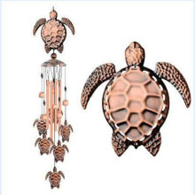 Handmade Copper Wind Chime with 6 Horses Charm — 35.4in Total Length, 10 Aluminum & Iron Tubes, Soothing Melody for Garden, Patio, Home Decor(D)