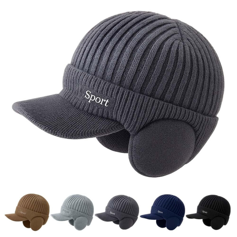 Cozy Head Beanie, 2026 New Winter Beanies Hat with Brim Ear Flaps, Elastic Fleece Lined Knit Caps for Women Men