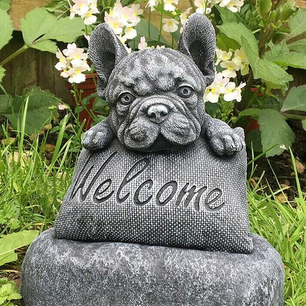 French Bulldog Statue Outdoor Garden Decor, Rustproof Handmade Sculpture Compatible with Yard, Lawn & Indoor Spaces