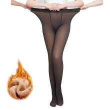 Black Faux Translucent Fleece Lined Tights - Thermal Warm High Waisted Leggings