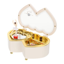 Heart Shaped Music Box with Ballerina Figurine and Jewelry Storage, Decorative Gift for Women and Girls