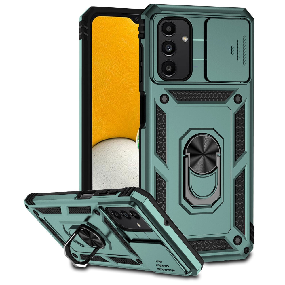 Samsung Galaxy A16 5G Case – Sliding Lens Cover, Military-Grade Shockproof Rugged Case With Ring Kickstand, Dark Green 9009879571698