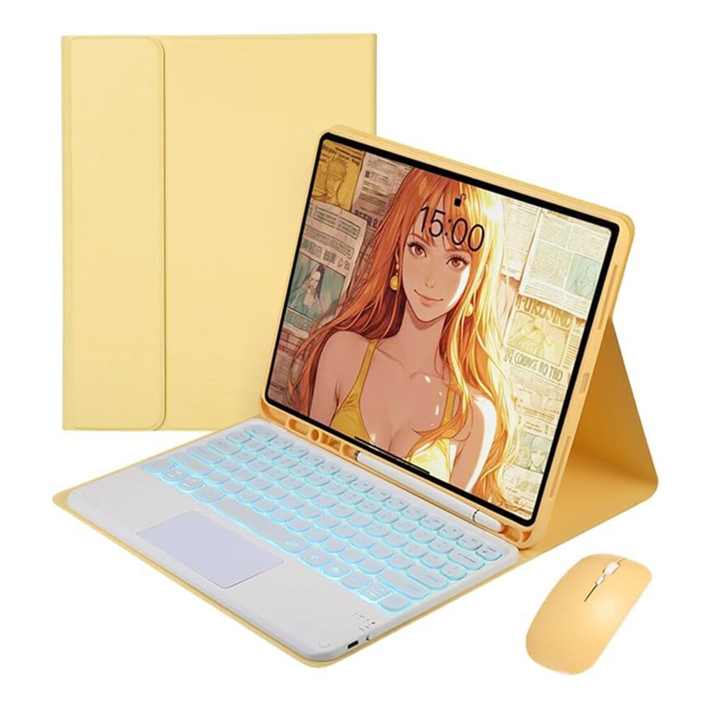 Slim 7-Color Backlit Keyboard Case Compatible With Ipad Air 13" (M2, 2024) & Ipad Pro 12.9" (3Rdâ6Th Gen); Detachable Touchpad, Mouse, Built-In Pen 9009879571780