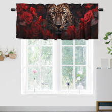 Leopard & Rose Floral Valance 54x18 in – Romantic Valentine's Day Window Decor for Bedroom, Bathroom, Living & Dining Rooms – Compatible with