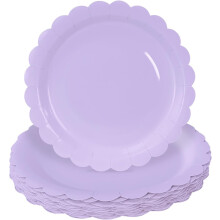 50 Pieces Light Pink Paper Plates 7 Inch Pink Scalloped Plates Disposable Dinner Plates for Wedding Baby Shower Birthday Party Dessert Plates