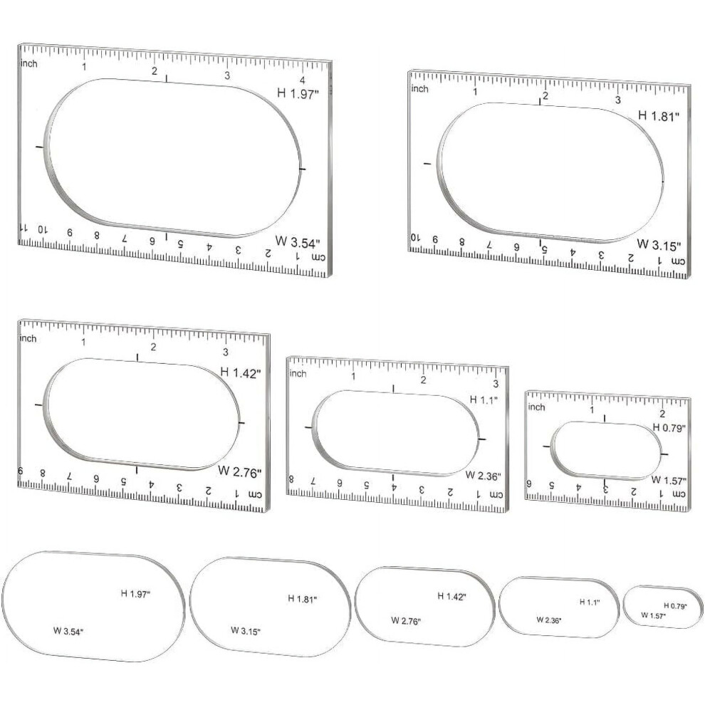 Pack Of 5 Transparent Acrylic Router Templates (Oval Inlay) For Woodworking, Sewing & Diy Â Compatible With Standard Routers 9132278127033