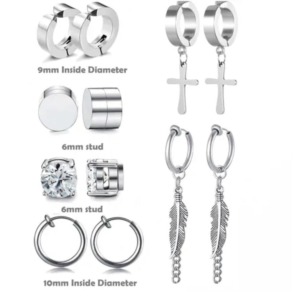 Stainless Steel Cross Hoop Stud Earrings Non-Piercing-image-OPC-PWCCYC5-NEW