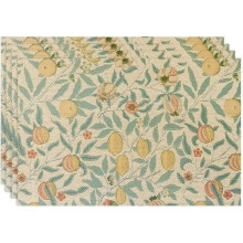 Bohemian Floral Lemon Placemats Linen 4 Pcs