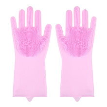 Silicone Dishwashing Gloves Reusable Household Kitchen Scrubber Cleaning Utensils for Washing