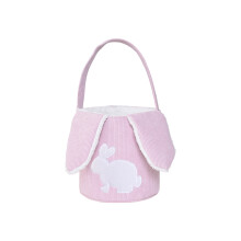Easter Bunny Basket Bags – 1 Pc Pink Tote with Rabbit Ears for Egg Hunt, Party Favors & Gifts (Compatible with Easter Themes)