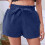 Plus size dameshorts med høj talje, løs pasform, blå 4