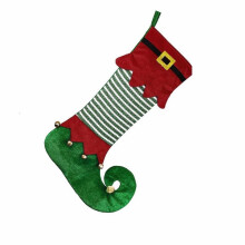 Farmhouse Christmas Stockings Red Green Striped Wreath