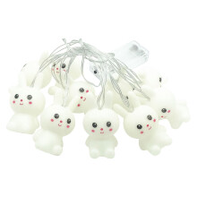 Guirnalda de luces LED de conejito de Pascua, blanco cálido, compatible con decoración interior/exterior, iluminación para fiestas y días