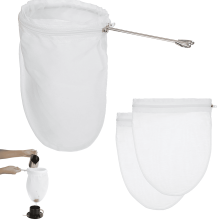 Ultra Fine Mesh Strainer Bags, Reusable Mesh Filter Bags with Stainless Steel Handle Frame for Coffee Soy Milk Juices Yogurt and Tea,White,5x9.8inch