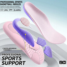 (Pink Purple, 35 36) Flat Feet Insoles - Anti-Odor & Shock Absorbing