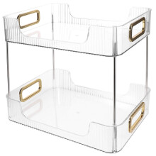 Étagère de rangement transparente à double couche pour comptoir de salle de bain, pour cosmétiques et articles de toilette