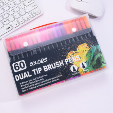 Double Ended Watercolor Markers, 120ml, Washable, Non-Staining, Multicolor Brush & Fine Tip – Compatible with Art Sketching