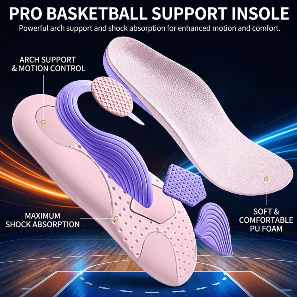 Dachuang Beauty Pink/Purple ( 37 38) Flat Feet Insoles - Anti-Odor & Shock Absorbing