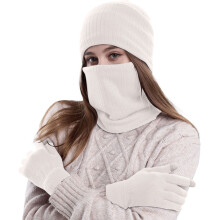 Scarves for Women Winter Scarf Warm Winter Knitted Wool Plus Velvet Padded Gloves Hats And Scarves